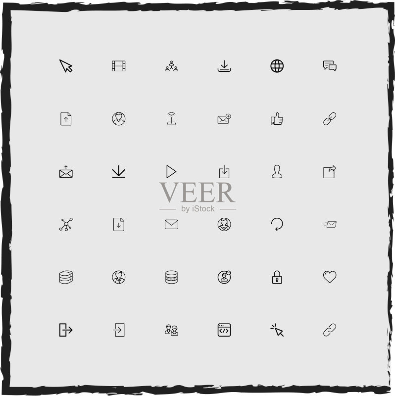 Web简约线性图标集图标素材