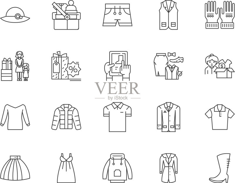 服装店线性图标符号集图标素材