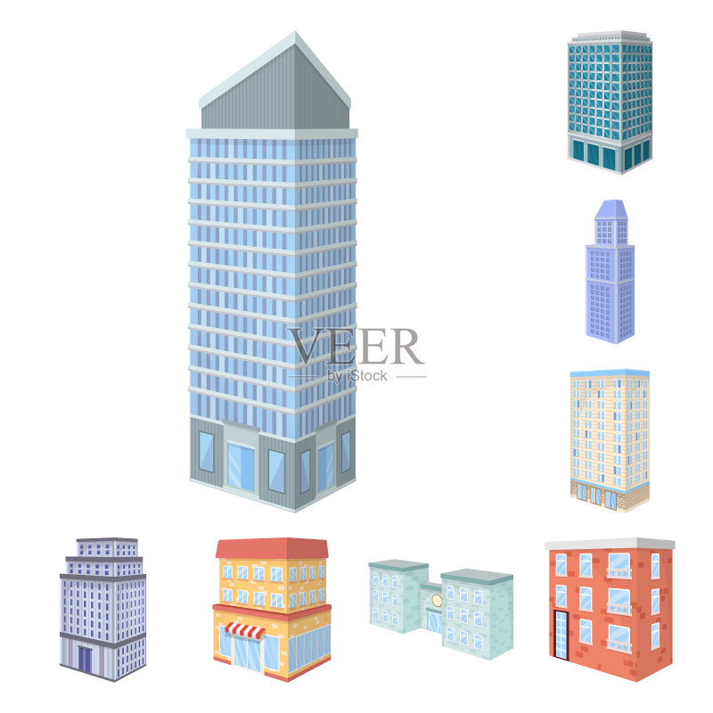 城市建筑标志隔离对象合集图标素材