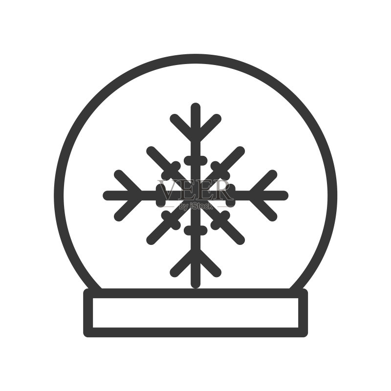 与圣诞节相关的雪花玻璃球可编辑轮廓图标素材