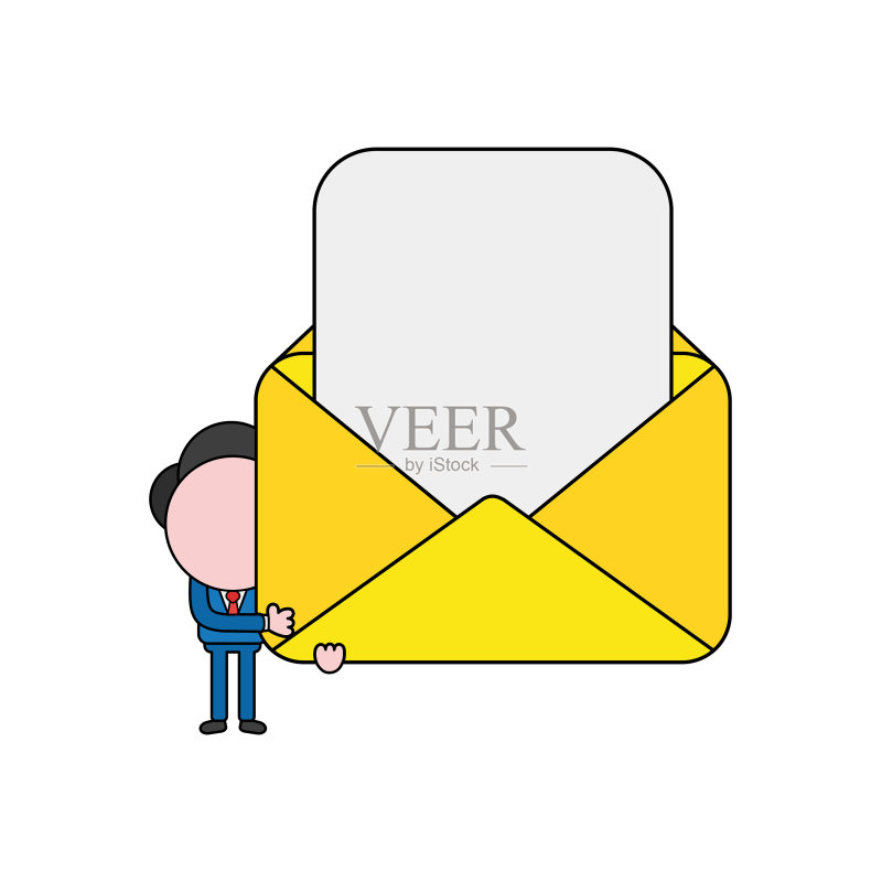 商务人士角色手持邮件信封图标素材