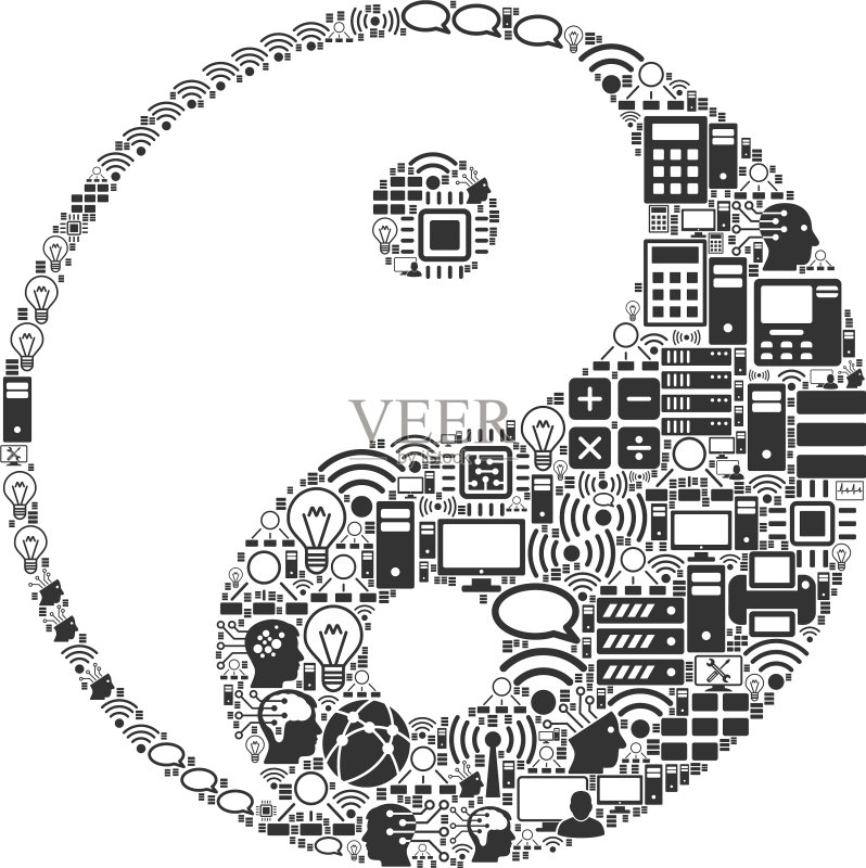 用于大数据和计算的阴阳马赛克图标图标素材