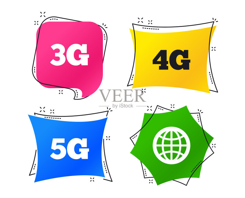 移动通信图标3G、4G和5G图标素材