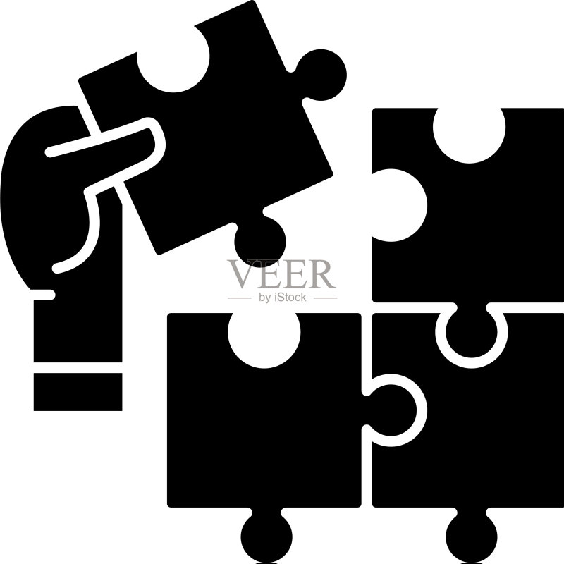 黑色拼图图标图标素材