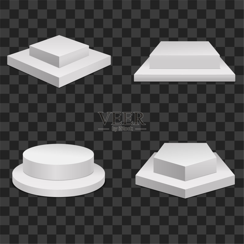 逼真3D白色空白领奖台模板图标素材