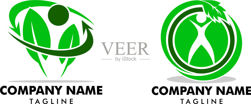 人类树叶Logo模板图标素材