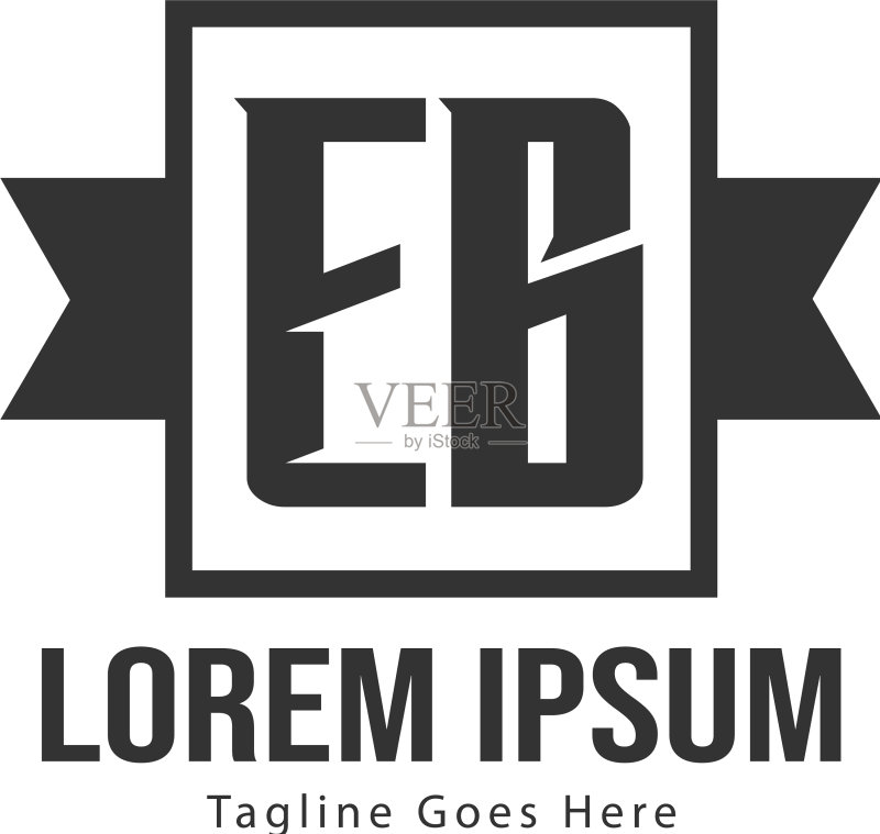 EB字母现代框架logo模板图标素材