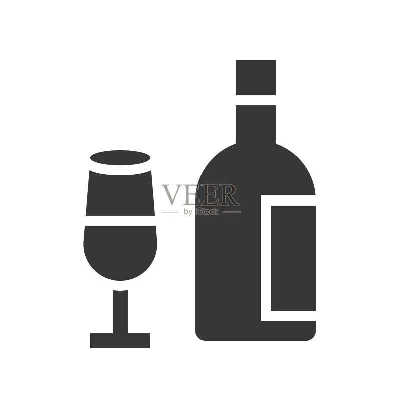 圣诞节葡萄酒杯和酒瓶图标图标素材
