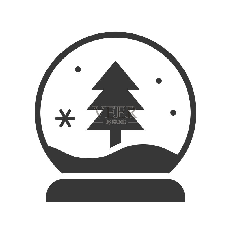 装满圣诞气氛的雪球松树图标素材