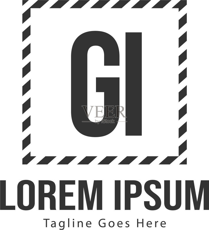 现代框架字母GI标志模板图标素材