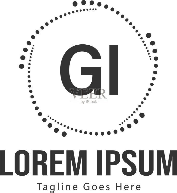 现代框架字母GI标志模板图标素材
