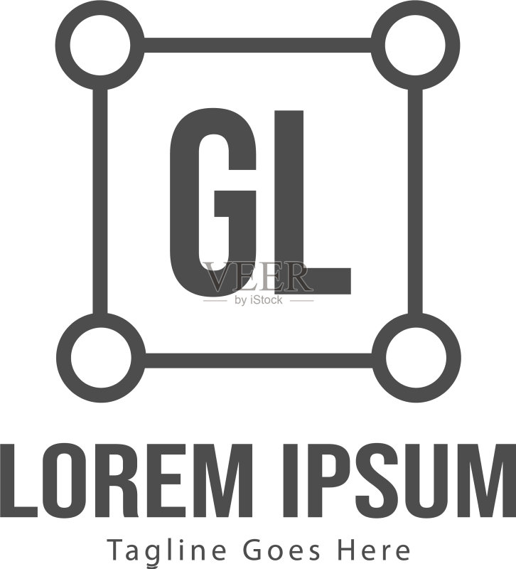 GL字母现代框架logo模板图标素材