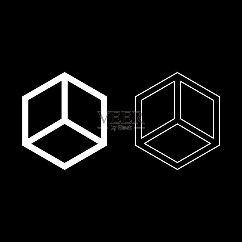 抽象立方体六边形盒子图标集白色图标素材