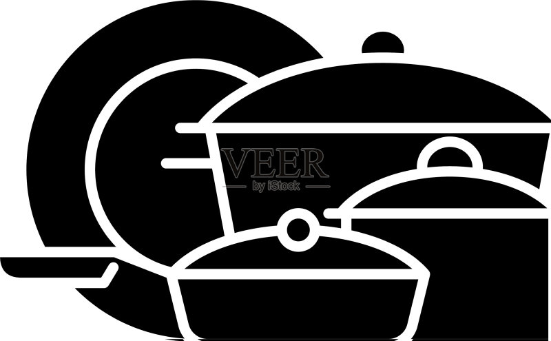 孤立的黑色炊具图标图标素材