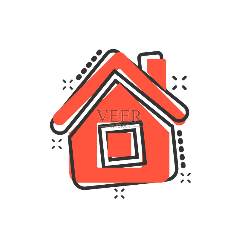 漫画风格房屋建筑图标图标素材