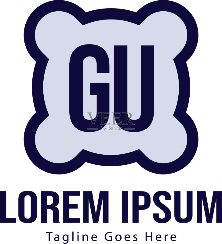 具有现代框架的GU首字母logo模板图标素材