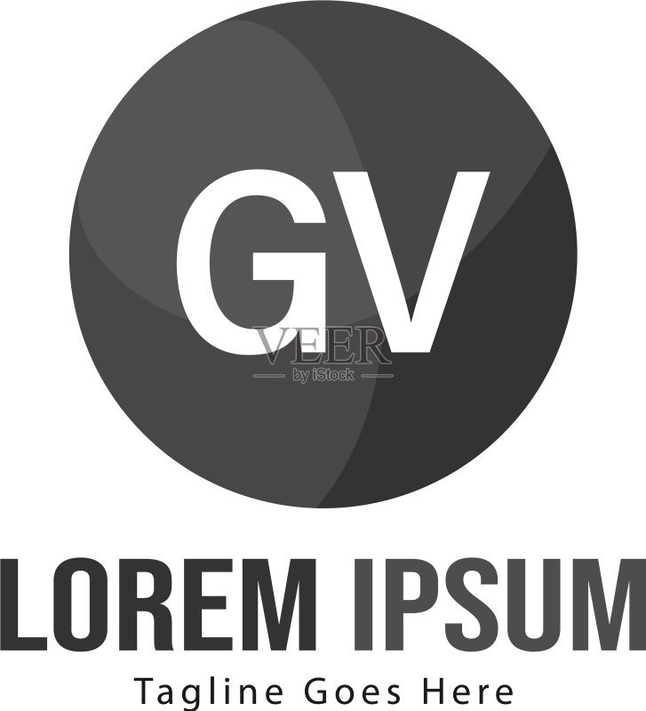 带现代框架的GV字母logo模板图标素材