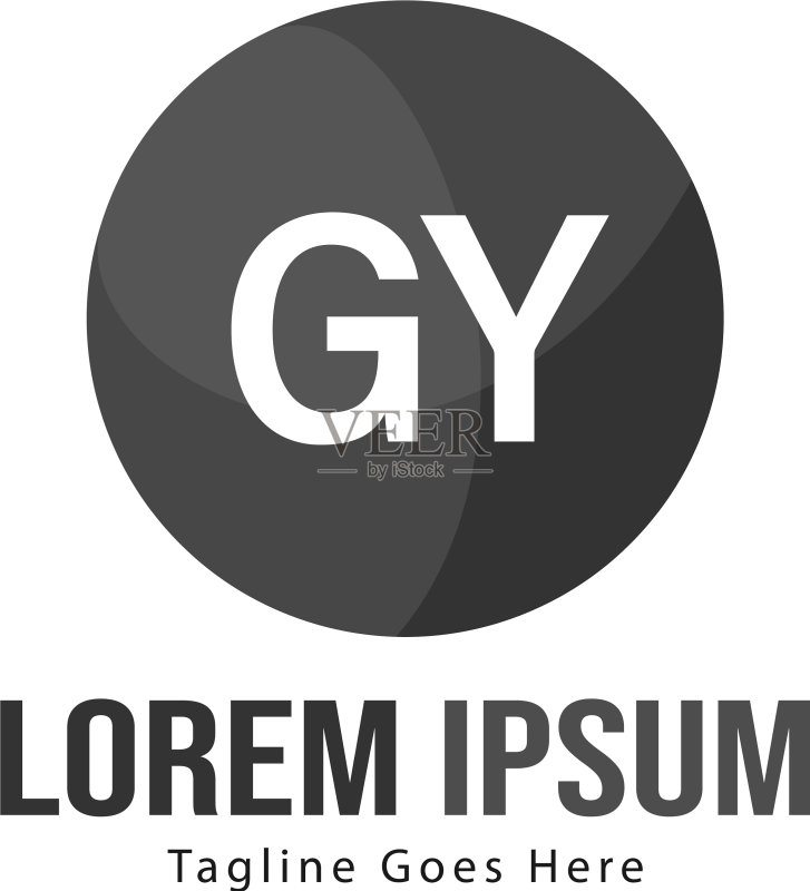 带有现代框架的GY字母logo模板图标素材