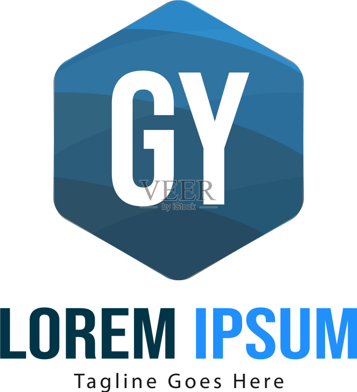 带有现代框架的GY字母logo模板图标素材