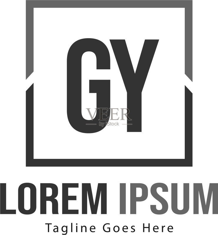 带有现代框架的GY字母logo模板图标素材