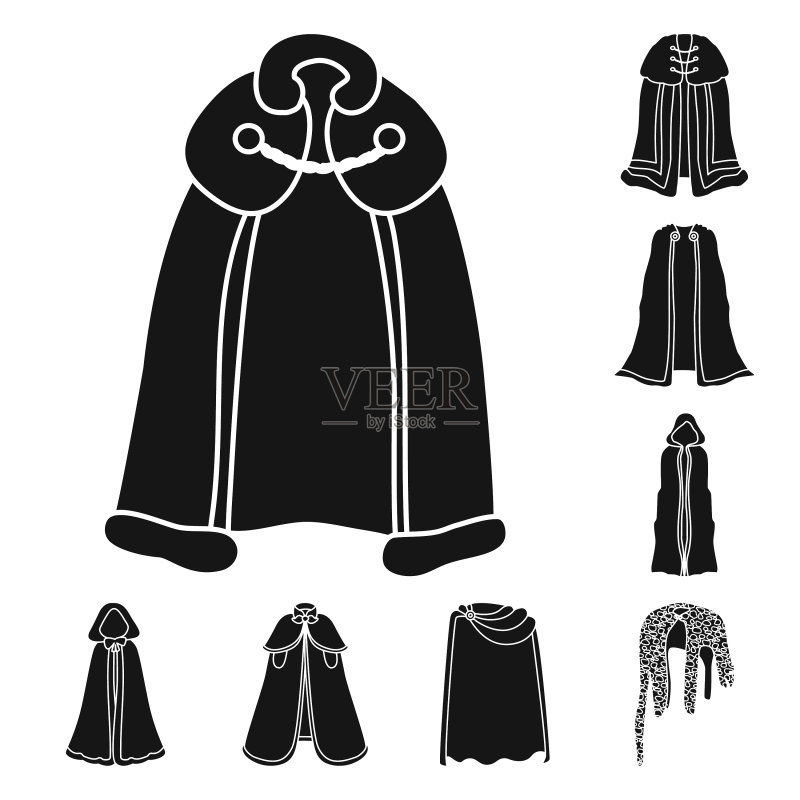 服装设计面料和服装符号集图标素材