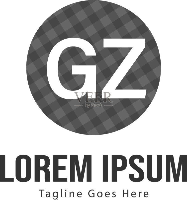 现代边框GZ字母logo模板图标素材