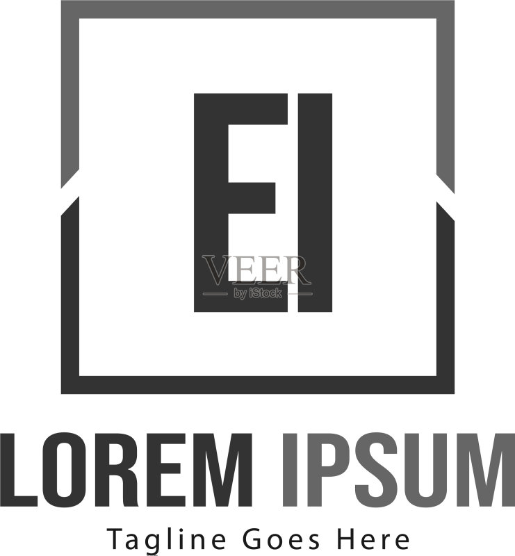 现代框架EI字母logo模板图标素材