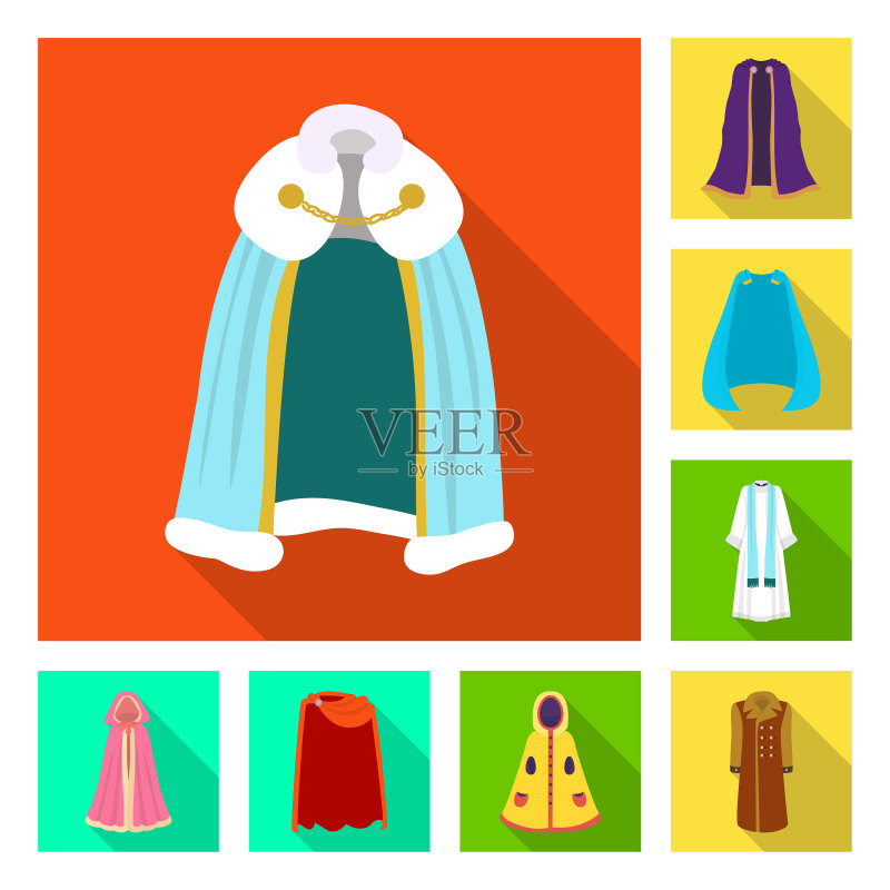 孤立的材料服装图标集图标素材