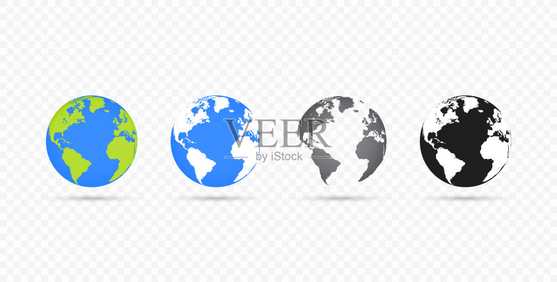 透明背景上的地球仪合集图标素材