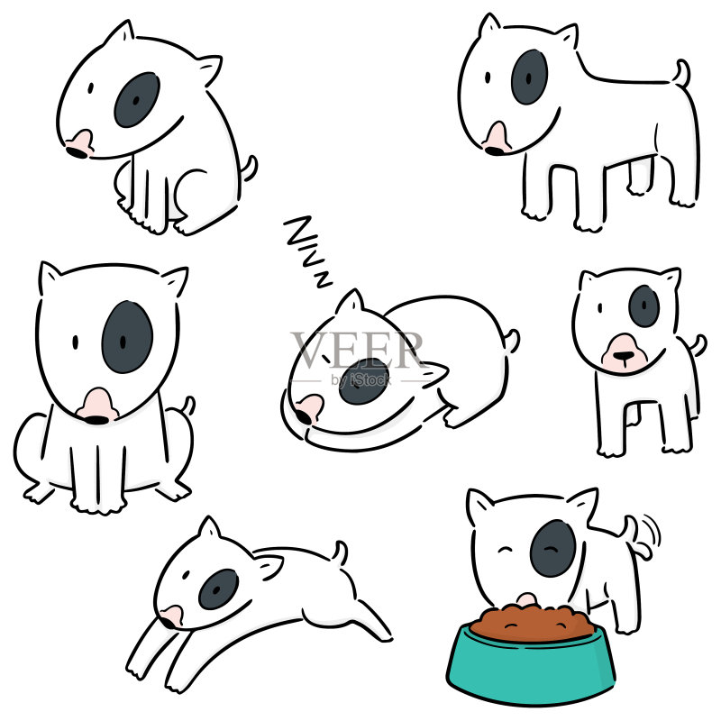 宠物狗牛头梗犬套装图标素材