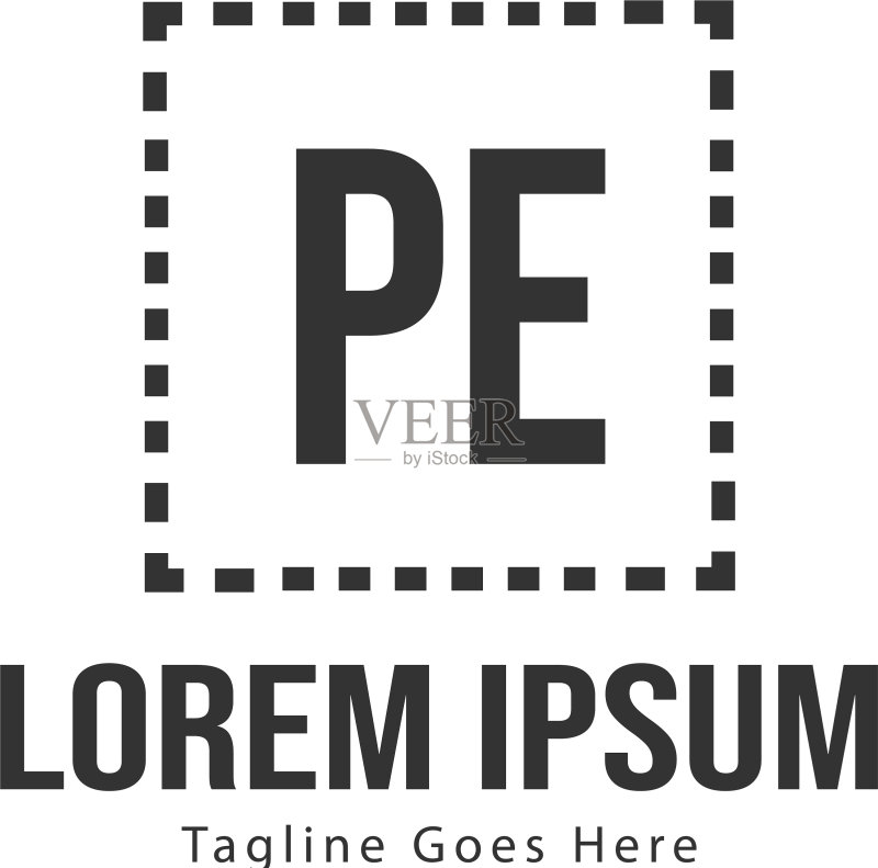 首字母PE现代边框logo模板图标素材