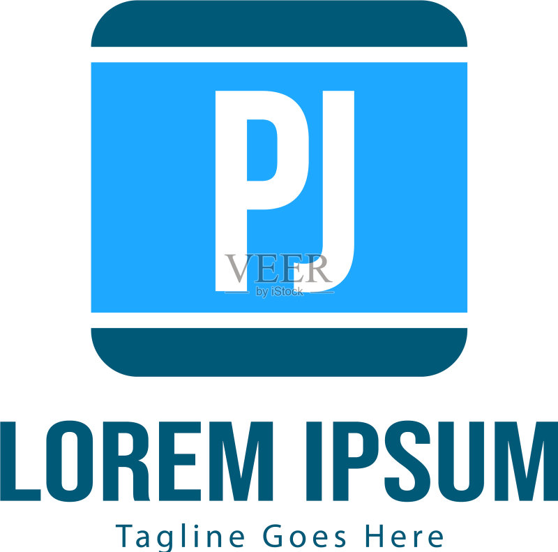 现代边框PJ字母logo模板图标素材
