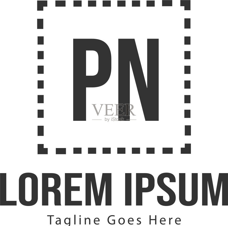 带有现代框架的PN字母logo模板图标素材
