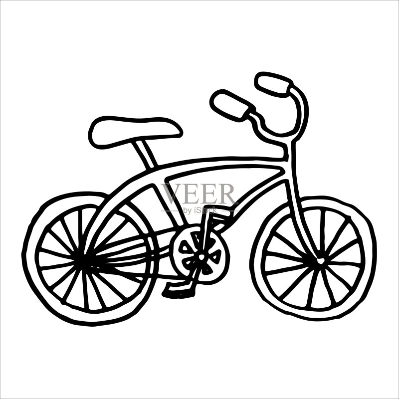 白色背景上的自行车涂鸦图标素材