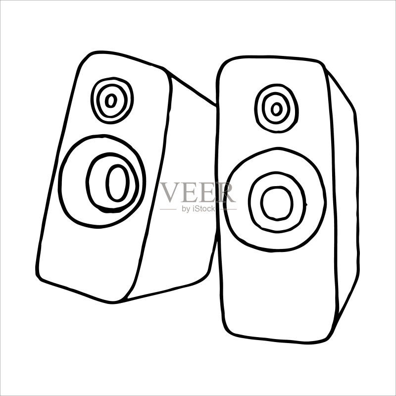音频扬声器涂鸦图标素材