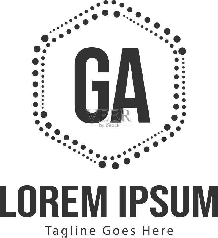 现代边框GA字母Logo模板图标素材