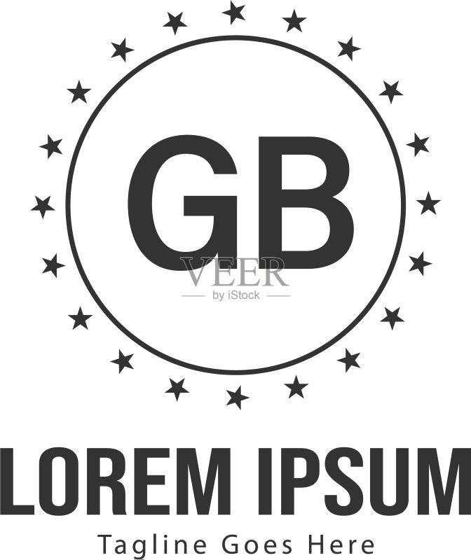 GB字母现代边框logo模板图标素材