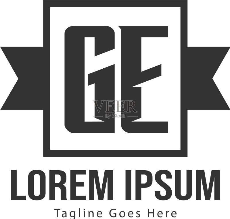 GE字母现代框架logo模板图标素材