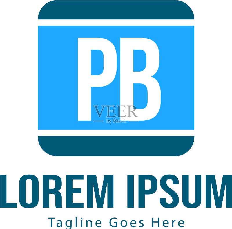 PB字母现代框架logo模板图标素材