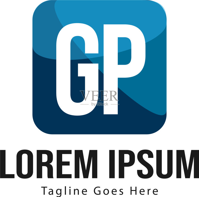 带有现代框架的GP logo模板图标素材