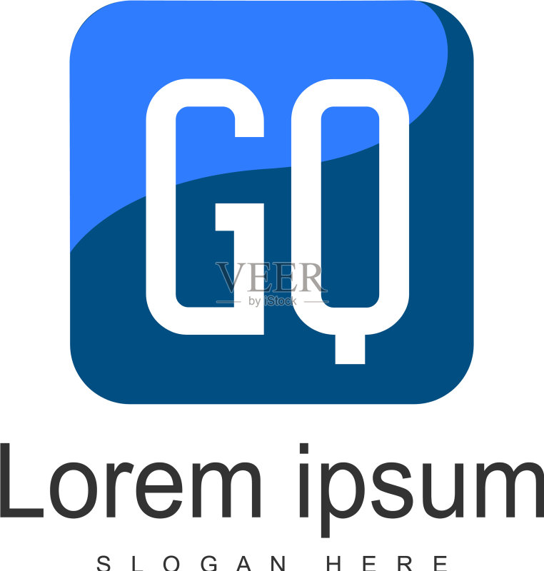 带现代边框的字母GQ标志模板图标素材