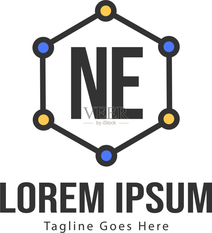 现代框架NE字母logo模板图标素材