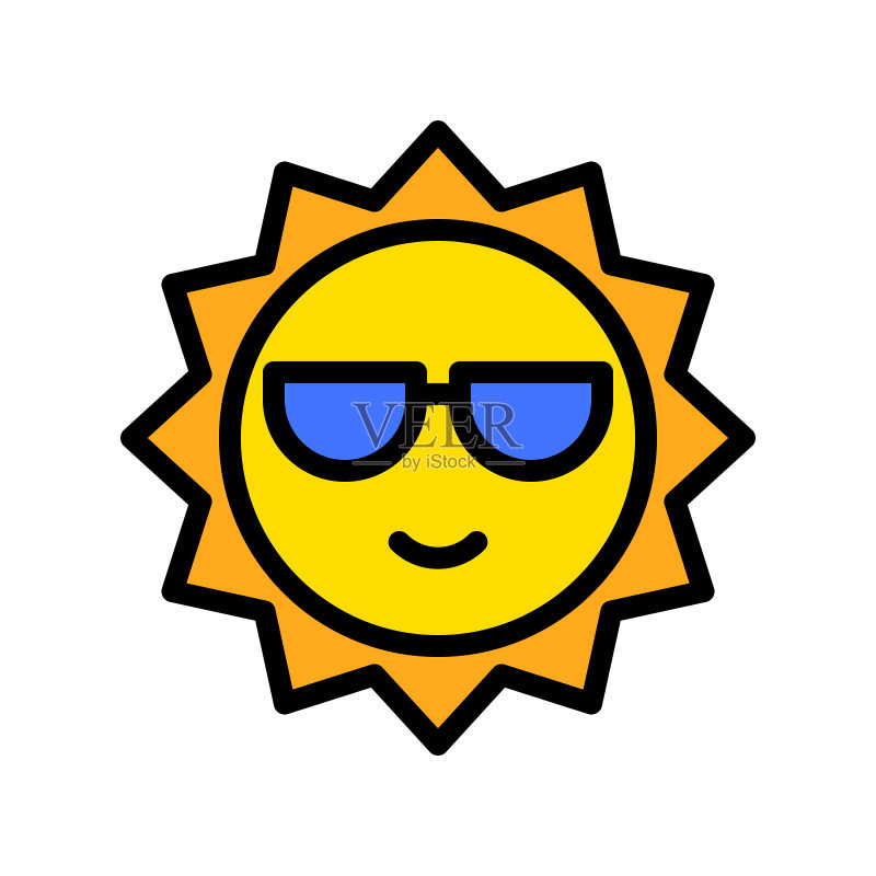 太阳热带主题填充风格图标图标素材