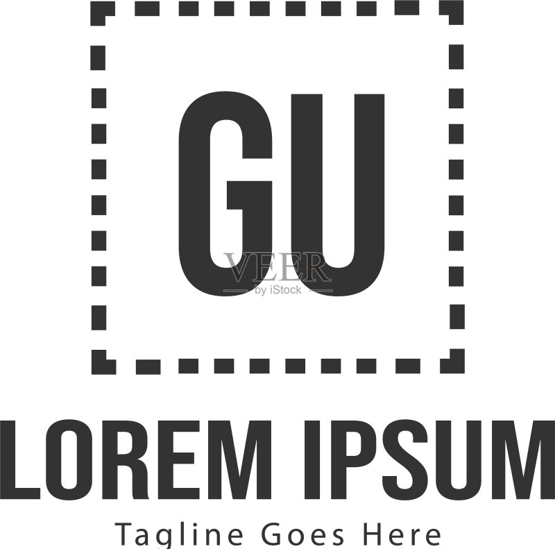 具有现代框架的GU首字母logo模板图标素材