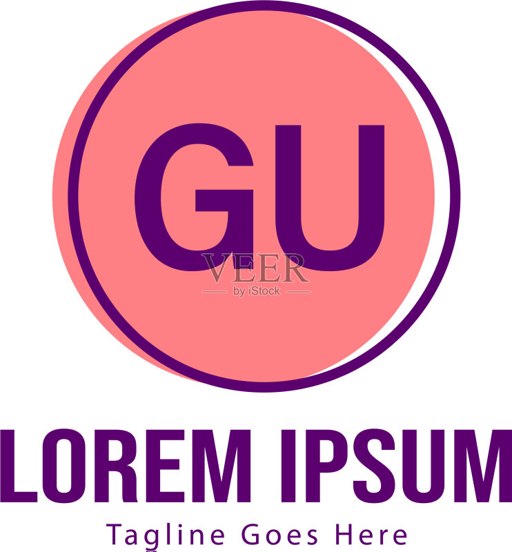 具有现代框架的GU首字母logo模板图标素材