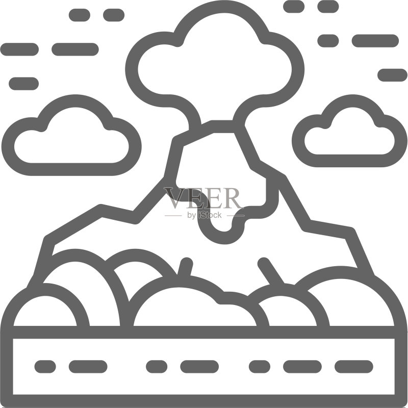火山山脉景观线条图标图标素材