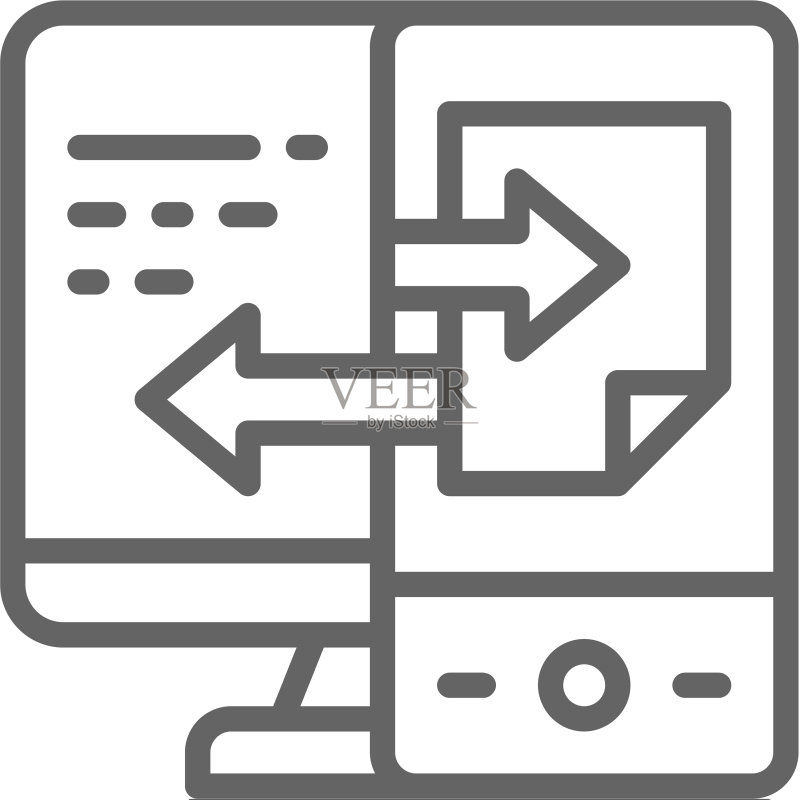 设备数据传输文件同步线条图标素材