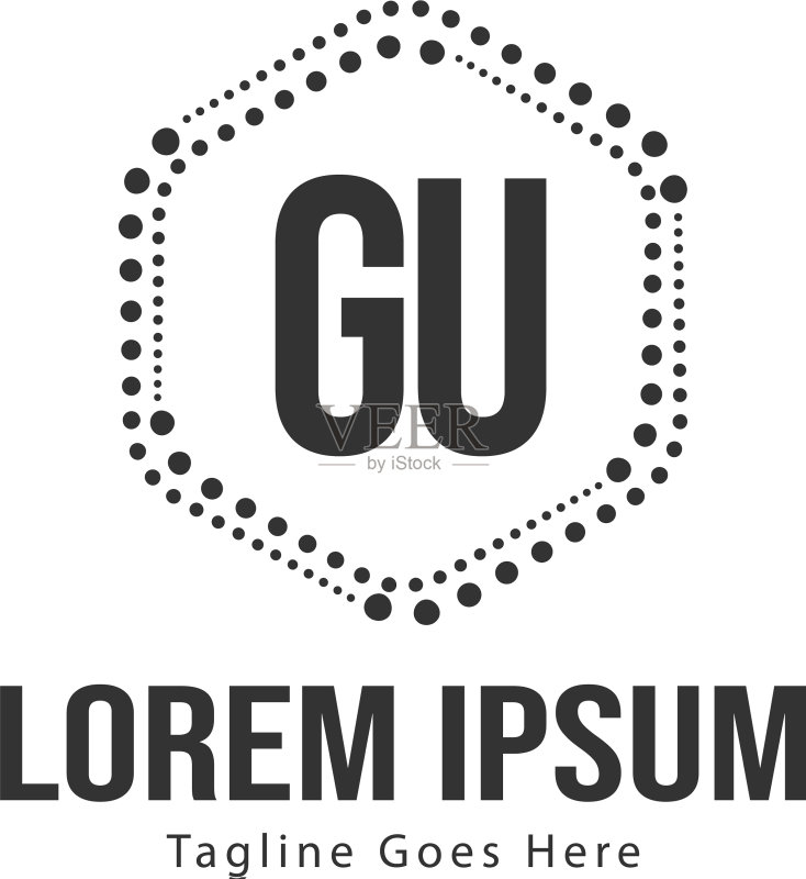 具有现代框架的GU首字母logo模板图标素材