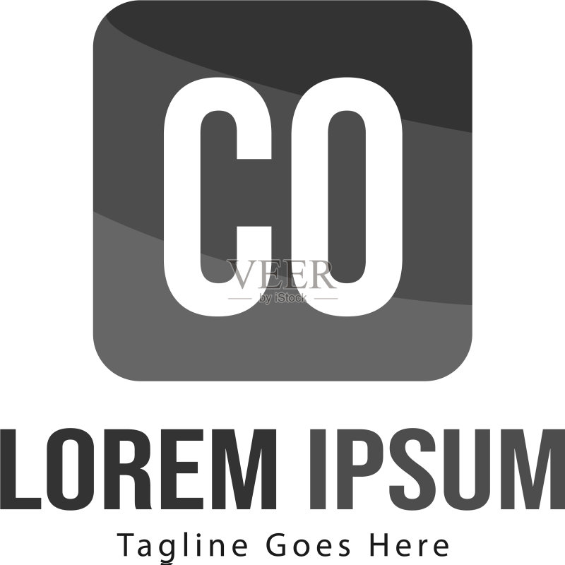 现代框架CO首字母Logo模板图标素材