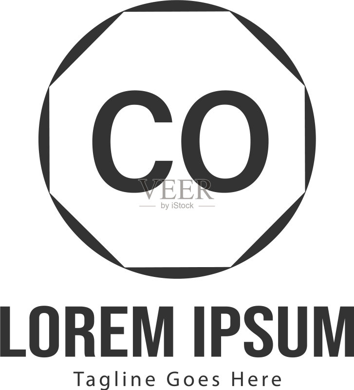 现代框架CO首字母Logo模板图标素材